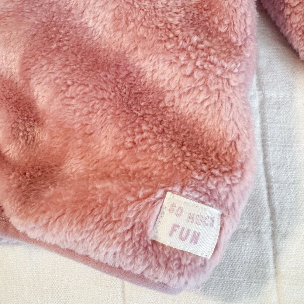 Osh Kosh Pink Fleece Jacket Size 18 Months- Pink-‎ Soft Jersey Lined- Zip Up
